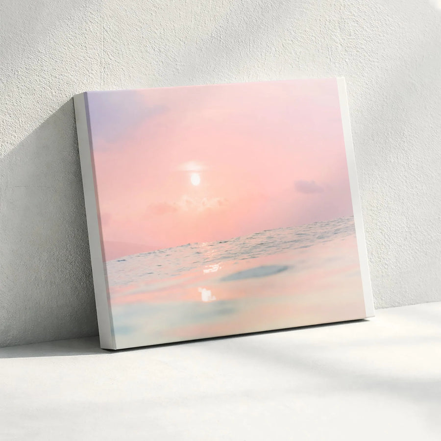 Pastel Ocean Canvas Wall Art | Minimalist Sunrise Seascape Photography | Premium Fade-Resistant Print | Calming Bedroom & Living Room Decor Gift