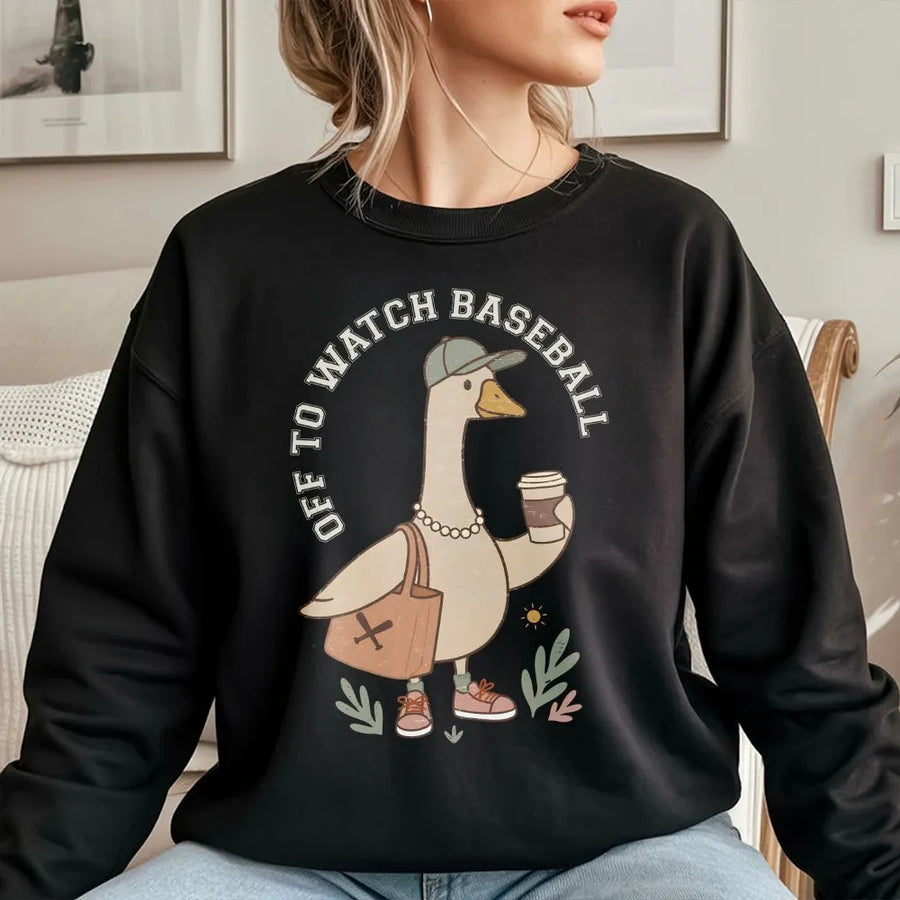 Baseball Goose Sweatshirt | Funny Silly Goose Game Day Apparel | Soft Cotton-Blend Crewneck | Premium Baseball Mom Gift Idea