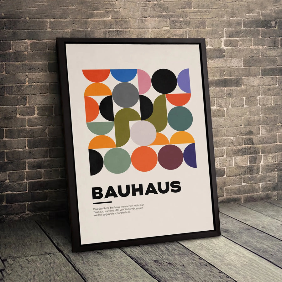 Bauhaus Wall Art Canvas | Mid-Century Modern Geometric Shape Print | Premium Gallery-Wrapped Decor | Architectural Gift for Home Office