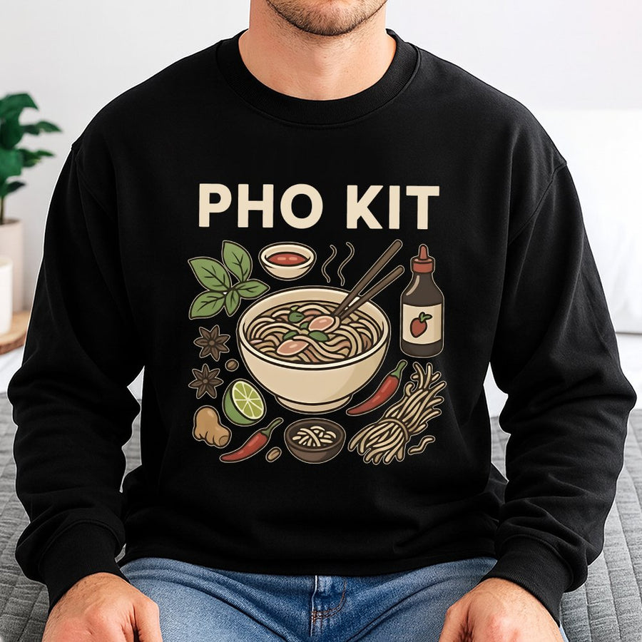 Pho Kit Sweatshirt | Vietnamese Noodle Soup Graphic | Premium Cotton Blend | Foodie Chef Gift for Men and Women