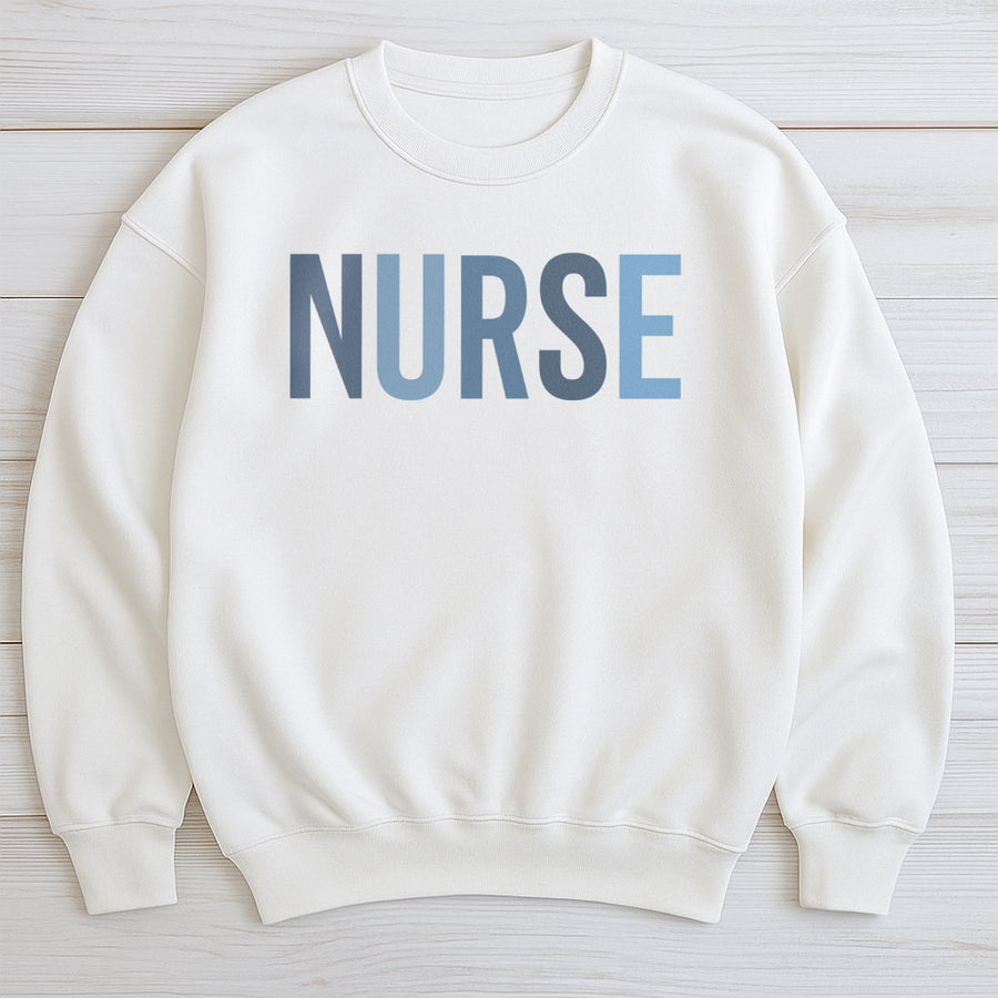 Nurse Sweatshirt | Minimalist Block Letter Graphic | Premium Cotton Blend Crewneck | Graduation Gift for Nursing Students and Registered Nurses