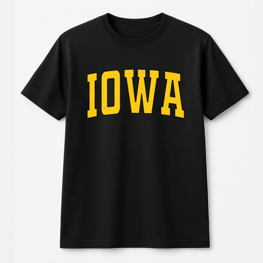 Iowa In Yellow Collegiate Letters T-Shirt