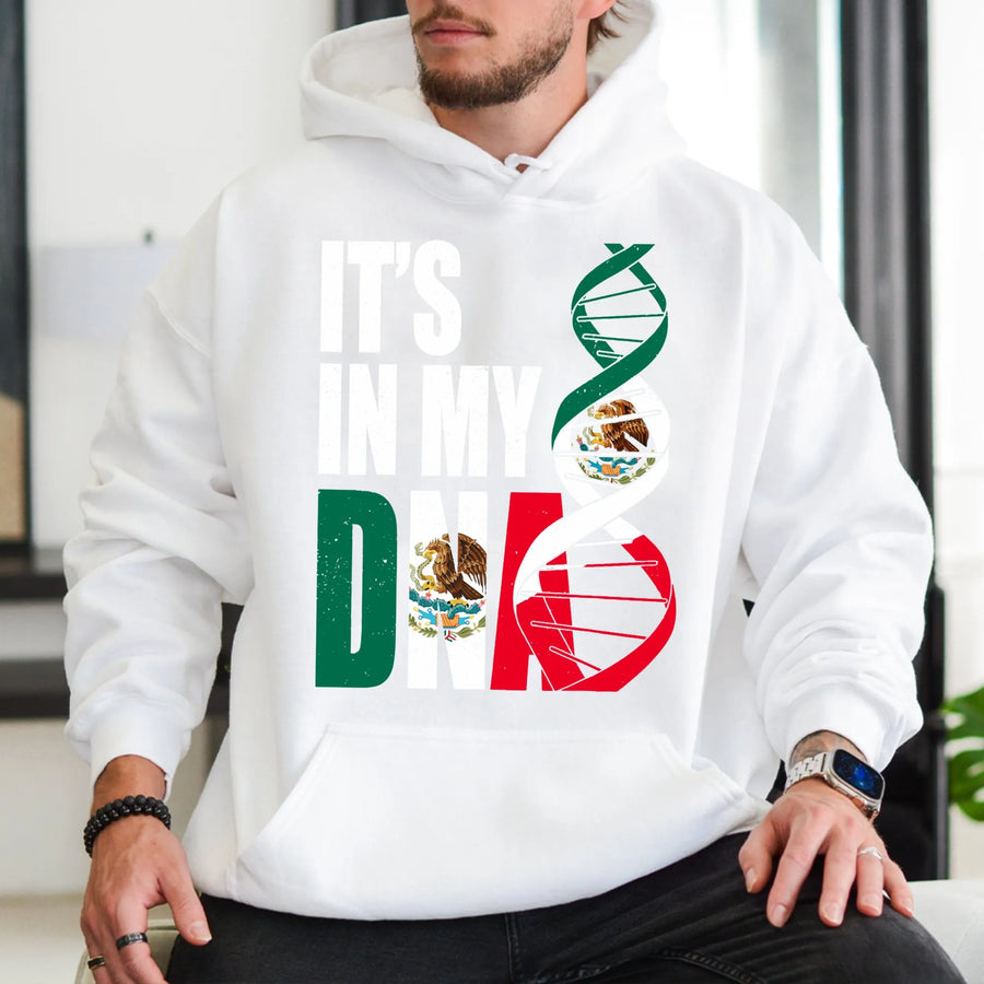 Mexico DNA Hoodie | Mexican Flag Heritage Heritage Design | Premium Cotton Blend | Proud Latino Roots Gift For Him Or Her
