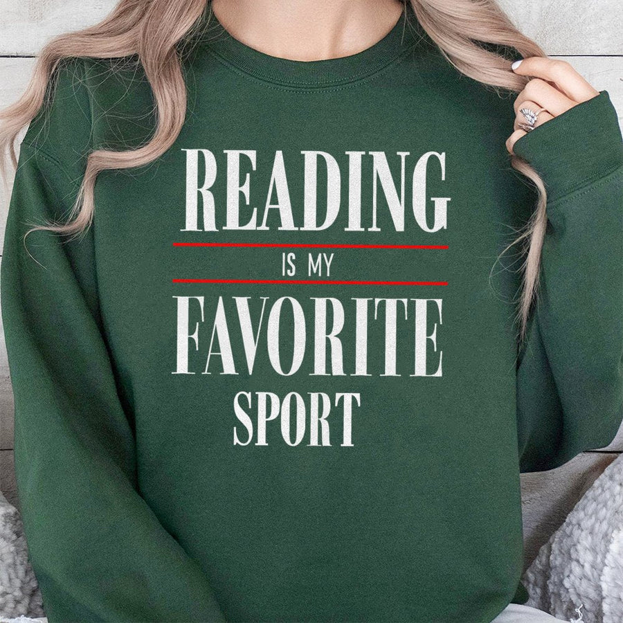 Reading Is My Favorite Sport Sweatshirt | Bookish Graphic Print | Premium Cotton-Poly Blend | Cozy Gift For Book Lovers, Librarians, And Readers