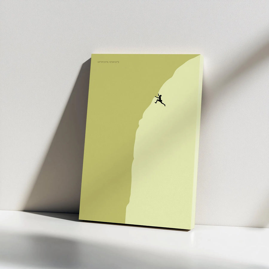 Rock Climbing Canvas Print | Minimalist Climber Silhouette with GPS Coordinates | Premium Wall Art | Gift for Adventurer, Modern Home Decor