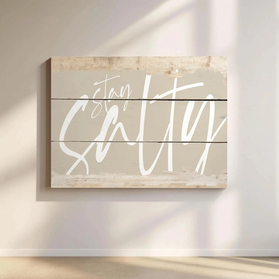 Stay Salty Canvas Wall Art | Coastal Typography Decor | Premium Gallery Wrap Print | Beach House Aesthetic Home Decor Gift