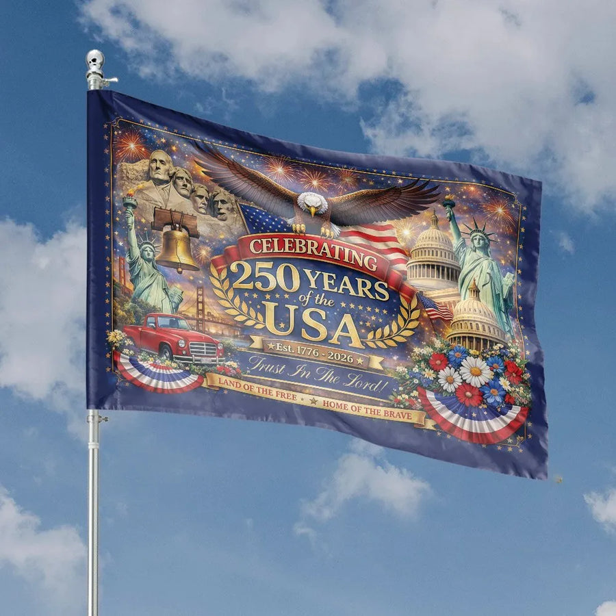 USA 250th Anniversary House Flag | Patriotic American Landmarks Collage | Double Sided Premium Polyester | Commemorative 2026 Yard Decor Gift for Patriots