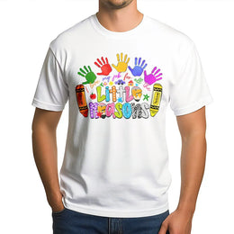 I Love My Job For All The Little Reasons T-Shirt | Handprint Crayon Graphic Tee | Premium 100% Cotton | Perfect Teacher Appreciation Gift