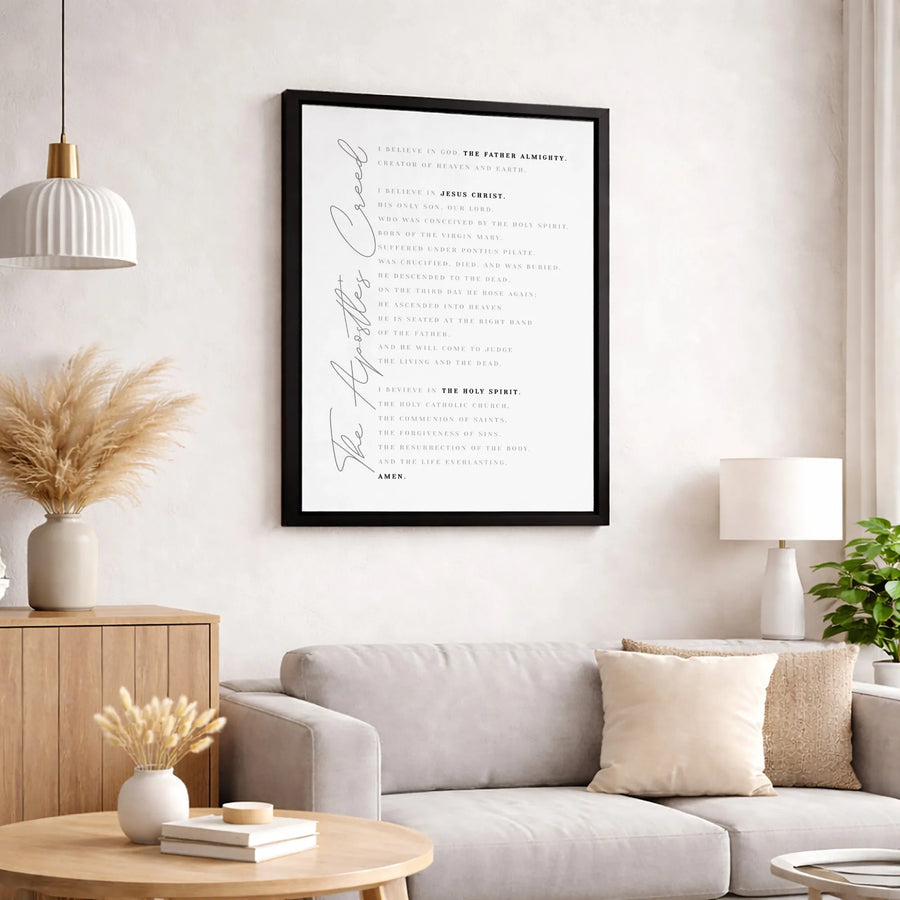Apostles Creed Canvas Wall Art | Minimalist Christian Prayer Decor | Premium Fade-Resistant Print | Religious Home & Church Gift