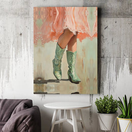 Cowboy Boots Wall Art | Impressionist Fashion Canvas Print | Premium Gallery-Wrapped Decor | Western Boho Gift for Women