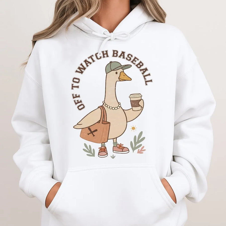 Baseball Mom Hoodie | Funny Silly Goose Graphic Design | Soft Cotton-Poly Blend | Game Day Gift for Baseball Fans