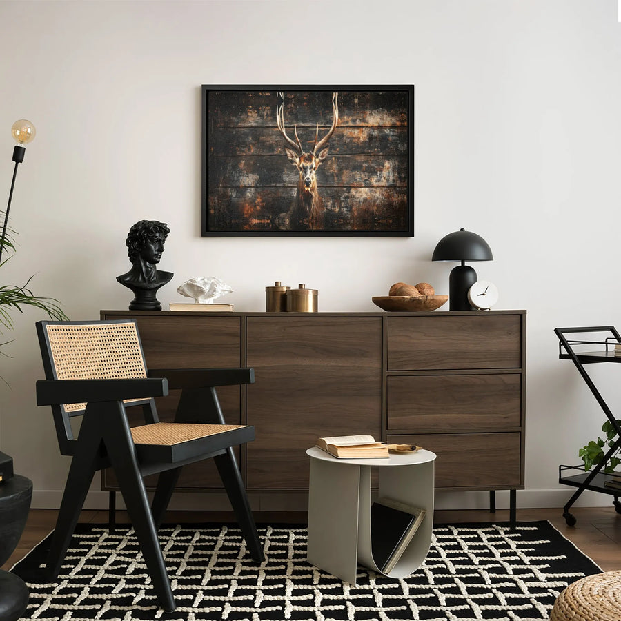 Rustic Stag Canvas Print | Woodland Deer Wildlife Wall Art | Premium Gallery Wrapped Decor | Modern Farmhouse Living Room Gift