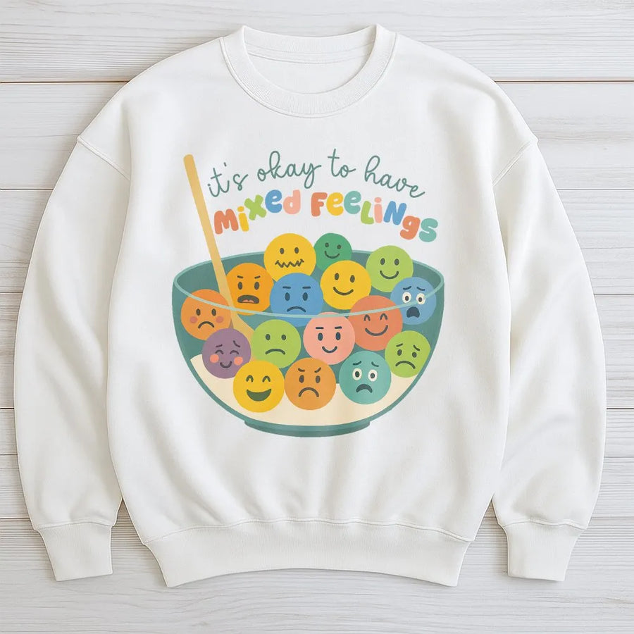 Mixed Feelings Mental Health Shirt | Emotions Cereal Bowl Graphic Tee | Premium Cotton | Gift for Counselor, Teacher, Therapist