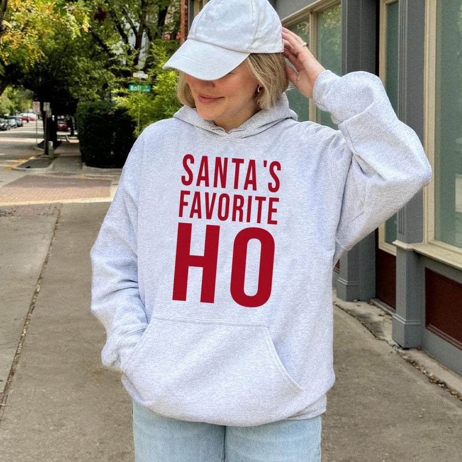 Santa's Favorite Ho Hoodie | Funny Christmas Party Graphic | Soft Cotton Blend Sweatshirt | Adult Holiday Gift for Her