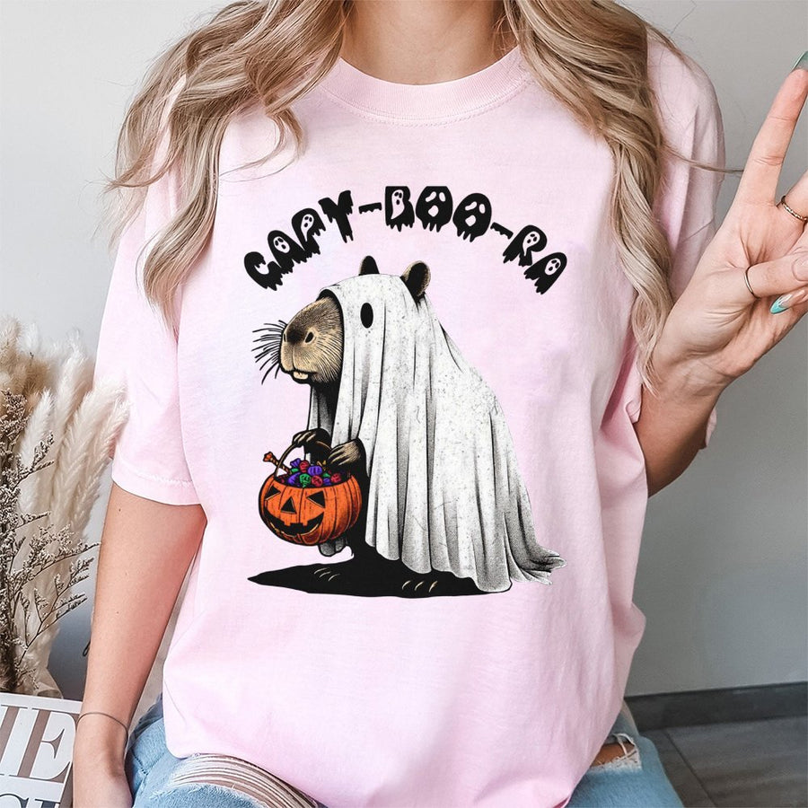 Capybara Ghost T-Shirt | Funny Halloween Costume Graphic | 100% Cotton Premium Tee | Spooky Season Gift For Animal Lovers