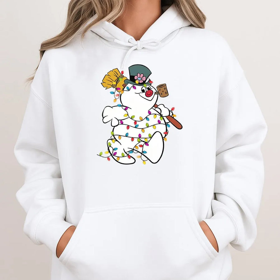 Christmas Snowman Hoodie | Festive Light Up Graphic | Premium Cotton Blend | Unisex Holiday Gift for Men and Women