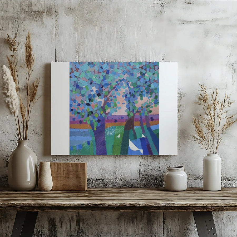 Abstract Tree Canvas Wall Art | Colorful Forest Painting Print | Premium Gallery Wrap Canvas | Modern Home Decor Gift for Living Room
