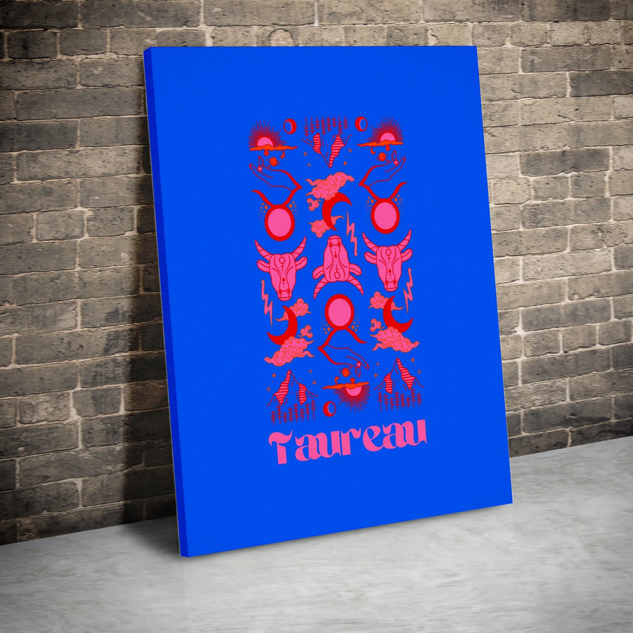 Taurus Zodiac Wall Art | Taureau Astrology Poster | Gallery Quality 1.25-inch Canvas Print | Celestial Home Decor Gift for Her