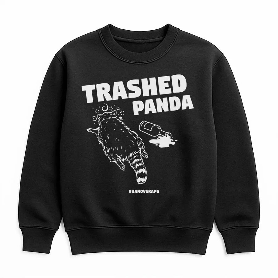 Trashed Panda Sweatshirt | Funny Drunk Raccoon Graphic Design | Premium Cotton Blend Unisex Crewneck | Hilarious Party Gift for Men and Women