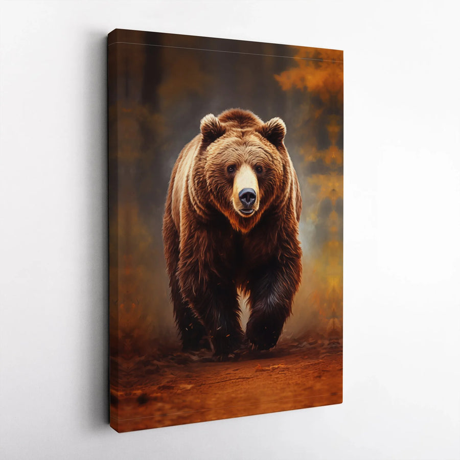Grizzly Bear Canvas Wall Art | Dramatic Wildlife Painting | Premium Thick Gallery Canvas | Rustic Cabin & Lodge Decor Gift