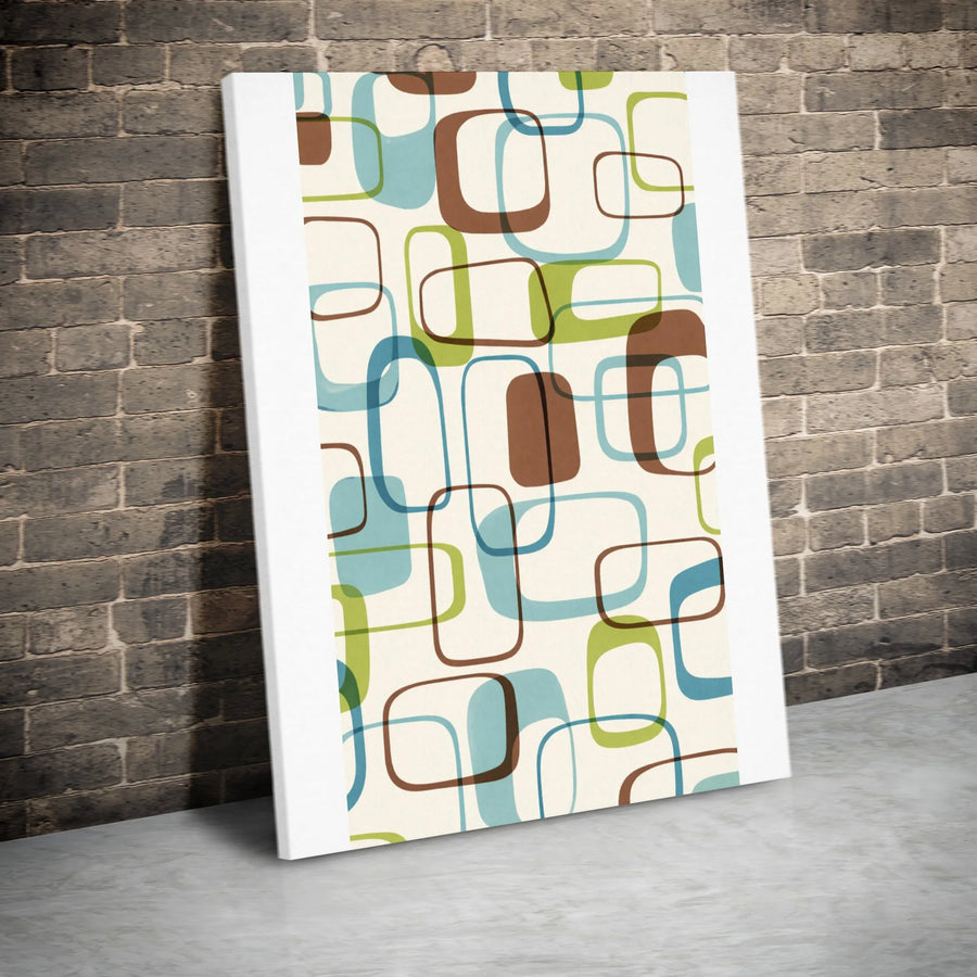 Mid-Century Modern Canvas Wall Art | Retro Geometric Abstract Print | Premium Gallery Wrapped Canvas | Modern Home Decor Gift