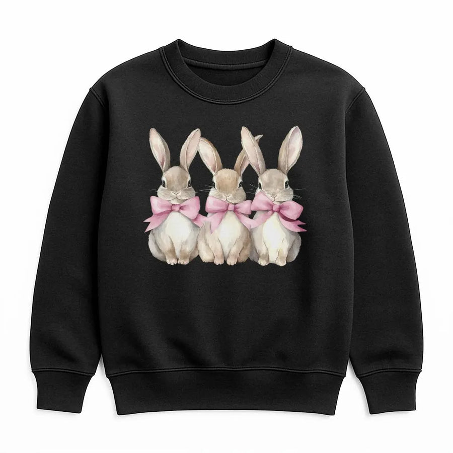 Easter Bunny Sweatshirt | Cute Coquette Bow Rabbit Graphic | Premium Soft Unisex Pullover | Spring Holiday Gift for Women and Teens