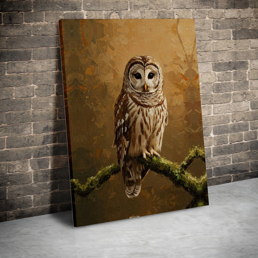 Barred Owl Canvas Wall Art | Impressionist Oil Painting Style | Premium 1.25" Gallery Wrap | Nature Lover Home Decor Gift