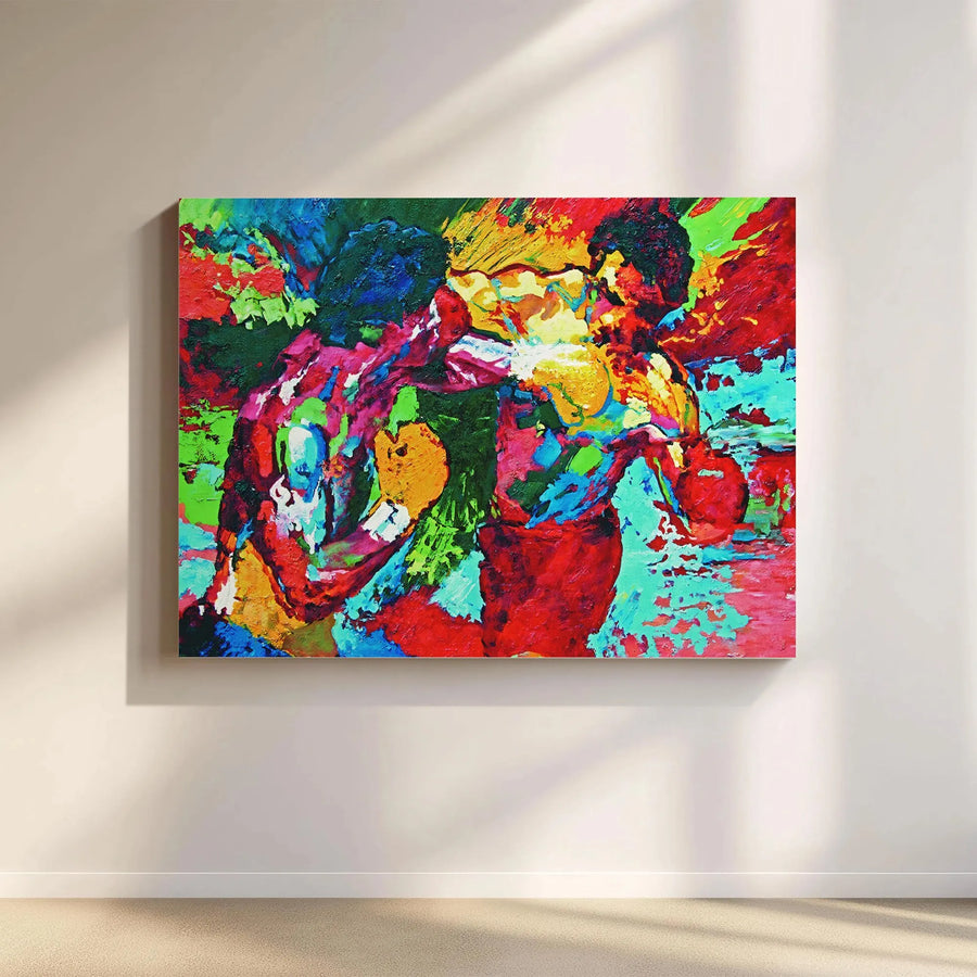 Boxing Wall Art Canvas | Abstract Punching Fighters Oil Painting | Premium Gallery Wrap Decor | Gift for Boxing Fans and Gym Owners