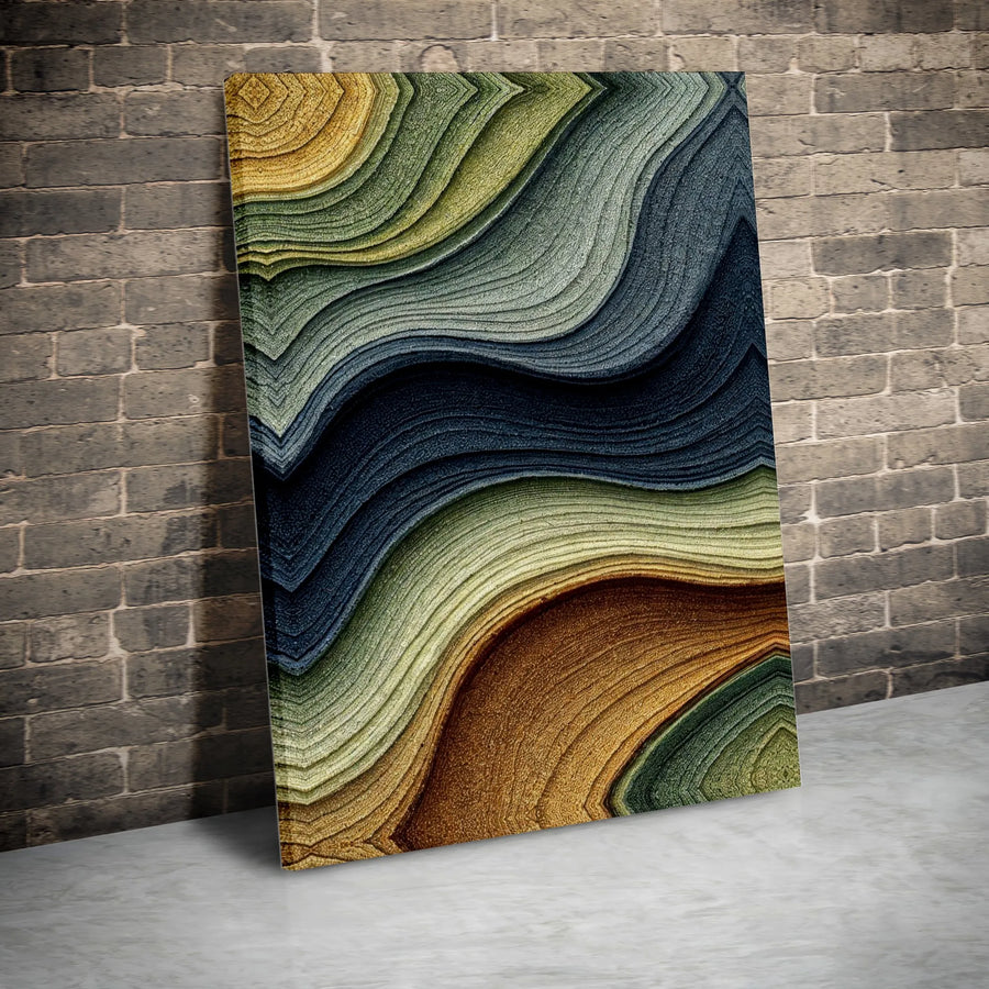 Abstract Geode Wall Art | Wavy Earth Tone Agate Texture | Premium Gallery Wrap Canvas | Modern Living Room Home Decor