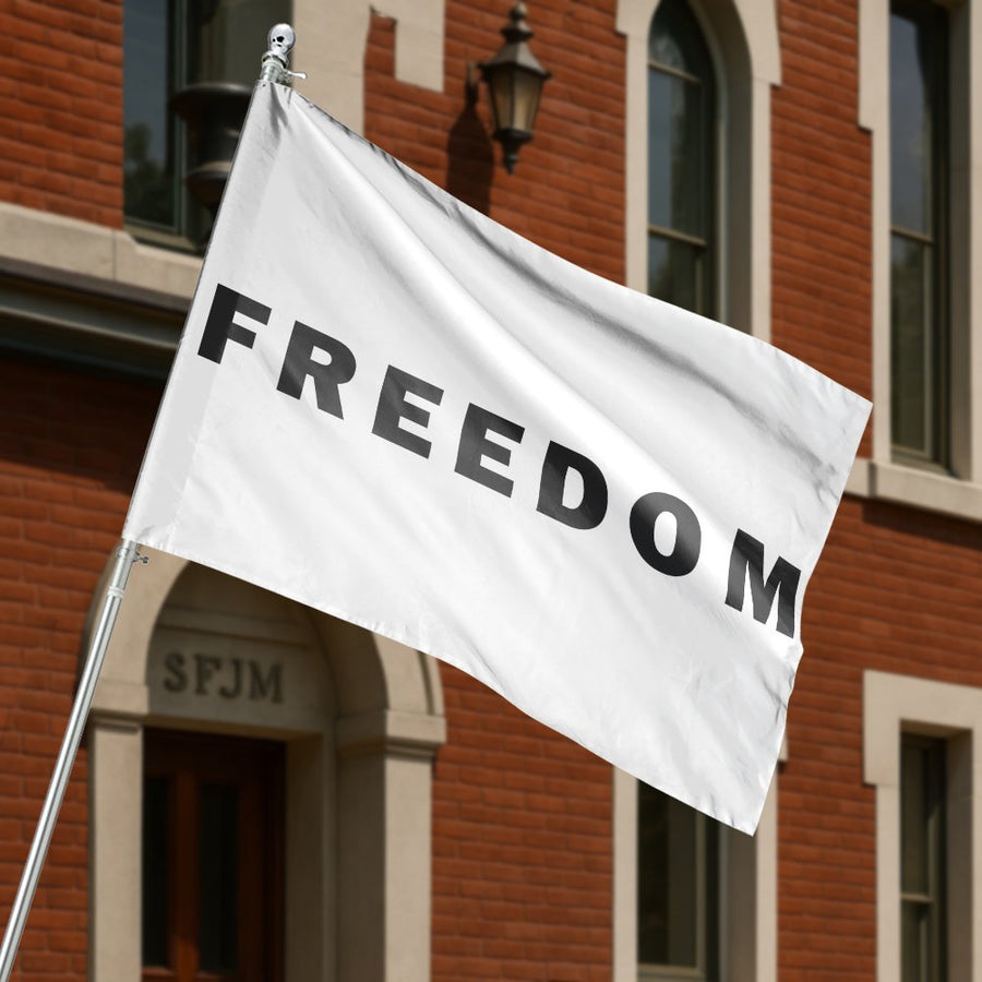 Freedom House Flag | Minimalist Bold Black Text Design | Premium Weather-Resistant Polyester | Patriotic Outdoor Home Decor Gift