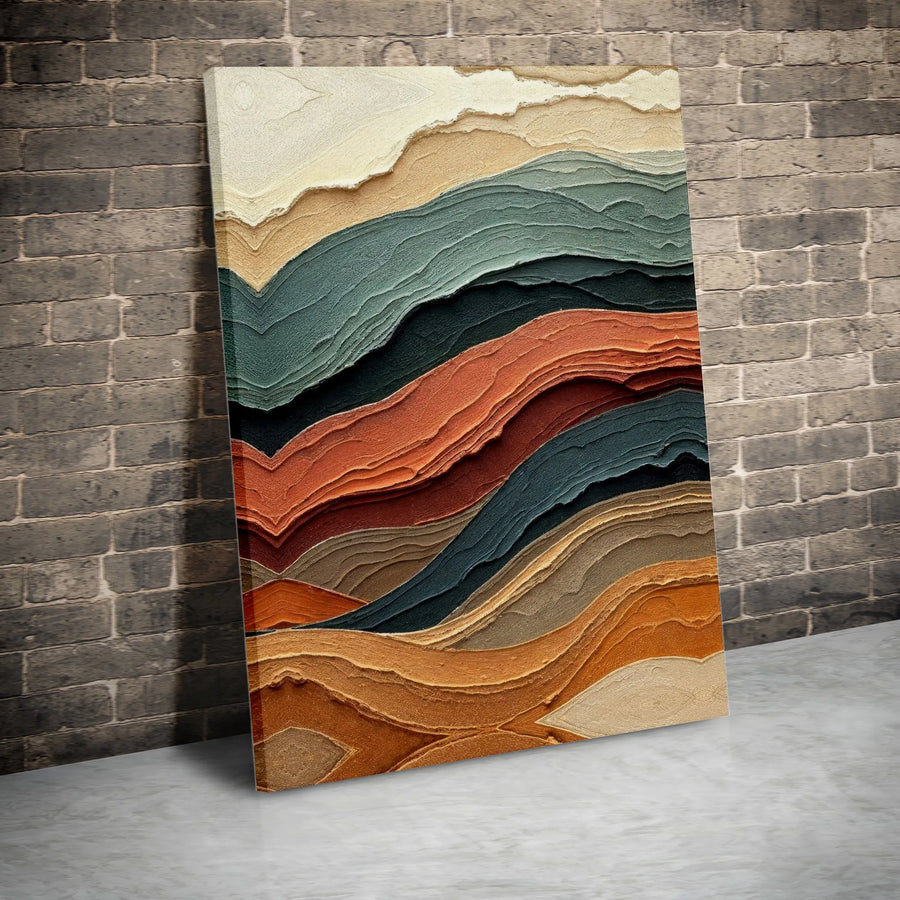 Abstract Earth Tones Wall Art | Wavy Layered Texture Print | Gallery-Quality 1.25" Canvas | Modern Home & Office Decor Gift