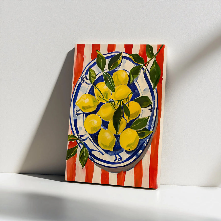 Mediterranean Lemon Canvas Print | Italian Kitchen Still Life Art | Premium Gallery Style Wall Art | Kitchen & Dining Room Decor Gift