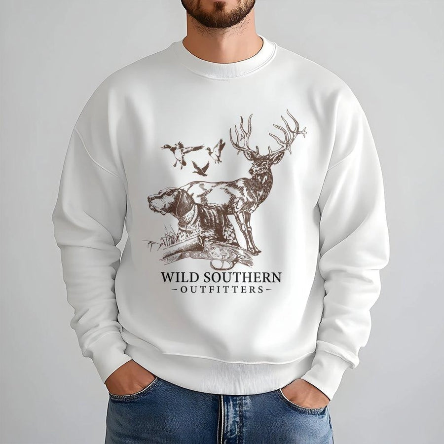 Hunting Sweatshirt | Deer Dog and Duck Graphic Print | Premium Cotton Blend | Gift for Outdoorsmen and Country Girls