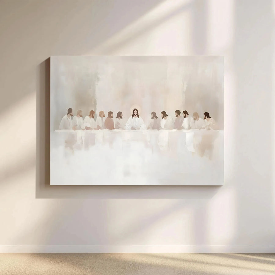 The Last Supper Canvas Wall Art | Minimalist Jesus and Apostles Painting | Premium 1.25” Gallery Wrap | Religious Home Decor Gift