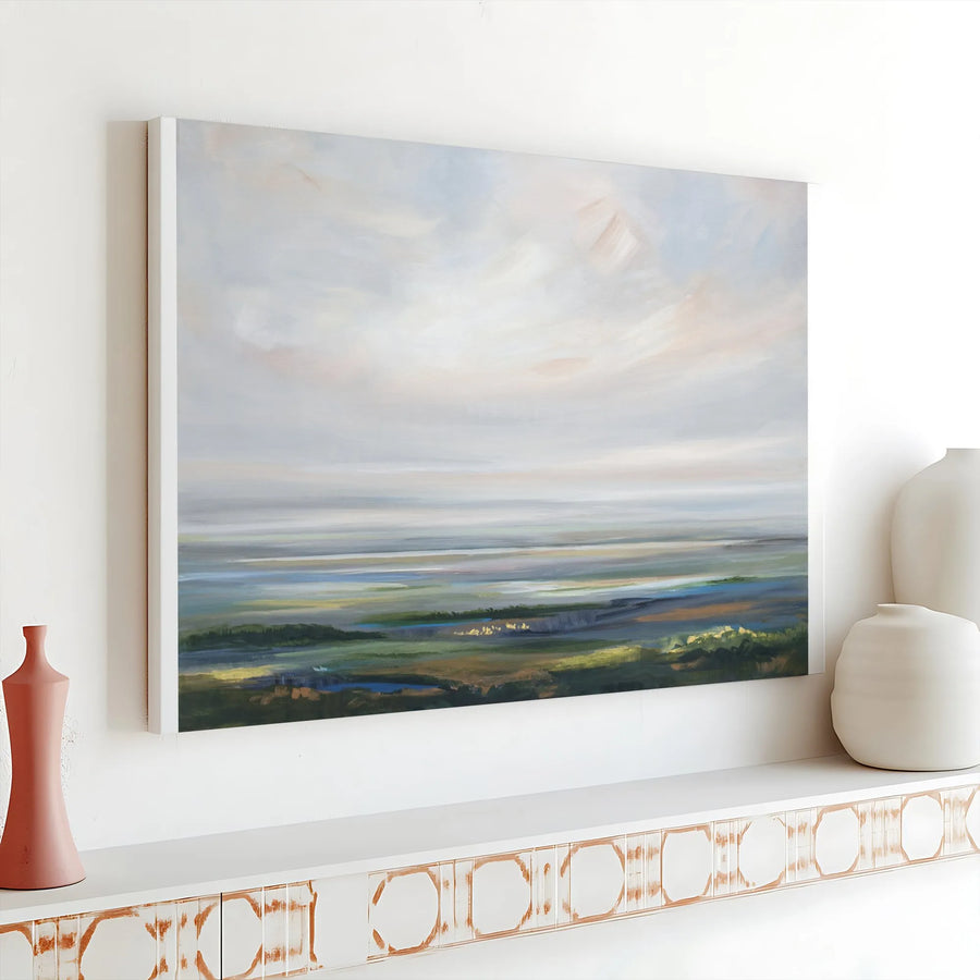 Abstract Coastal Canvas Print | Modern Landscape Painting Wall Art | Premium Gallery Wrapped Canvas | Living Room Decor Gift