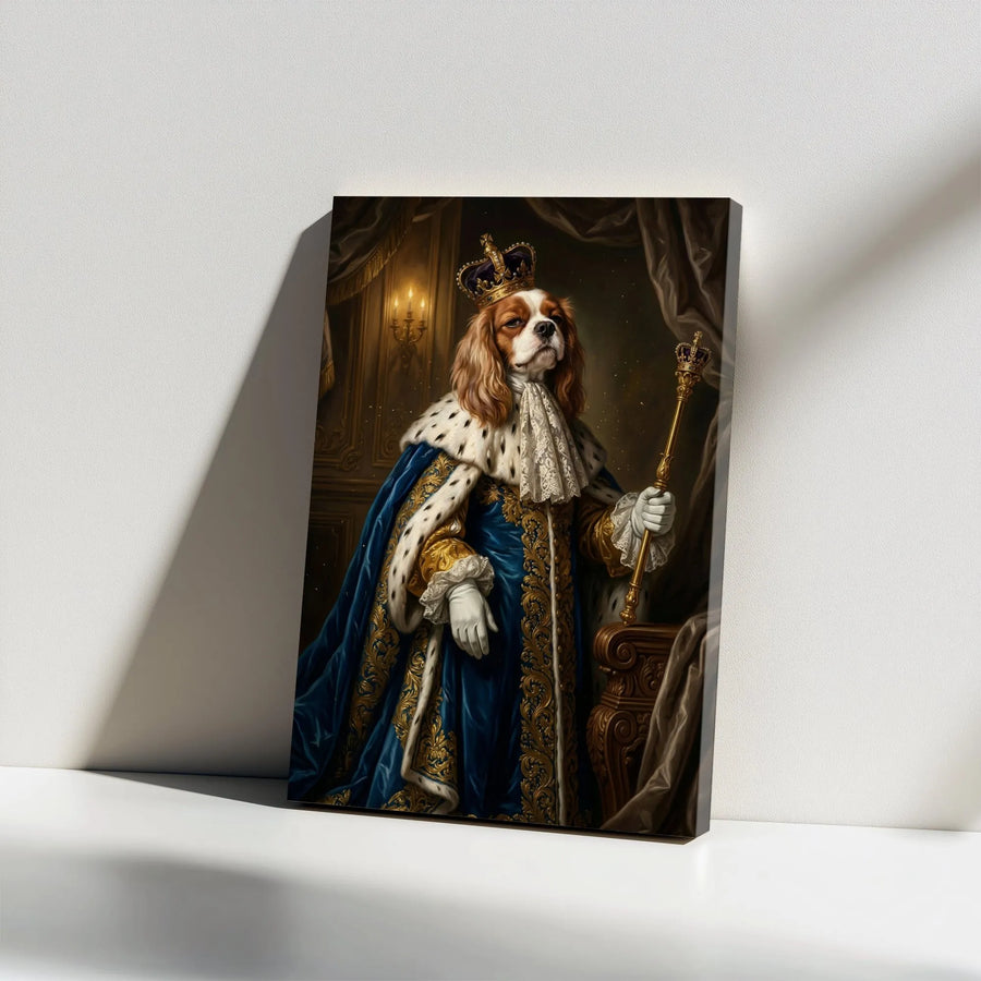 Cavalier King Charles Spaniel Canvas Wall Art | Regal King Dog Portrait | Premium Gallery Wrapped Canvas | Funny Home Decor Gift for Dog Lover