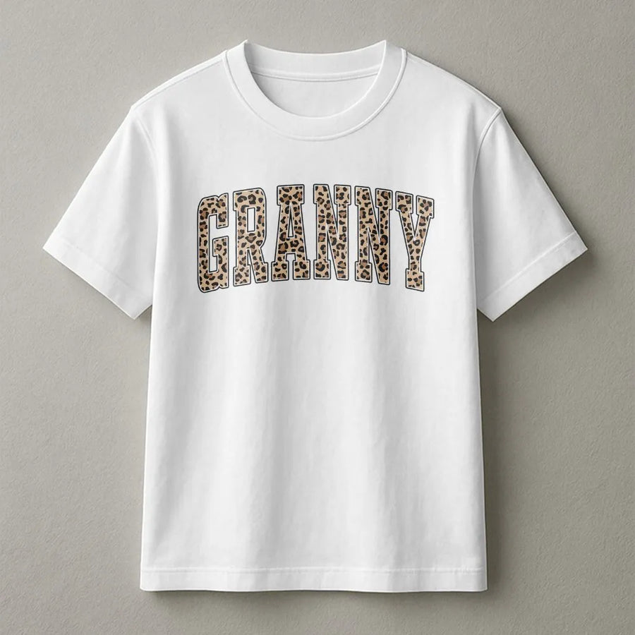 Granny T-Shirt | Leopard Print Varsity Letters | Cozy Cotton Blend | Premium Gift for Grandma, Mother's Day Gift
