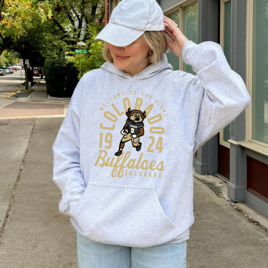 Welcome To The Fight Colorado 1924 Buffaloes With A Football Mascot Hoodie