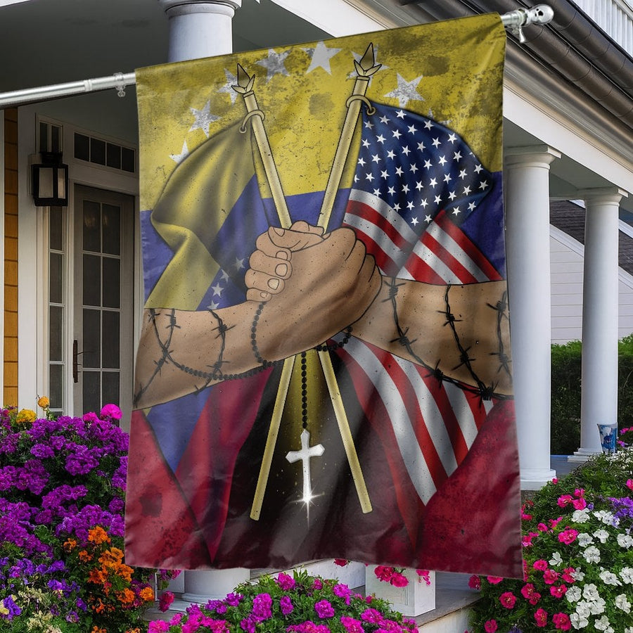 USA Venezuela Unity Flag | Faith Freedom Friendship Design | Premium UV-Resistant Polyester | Patriotic Outdoor Home Decor Gift