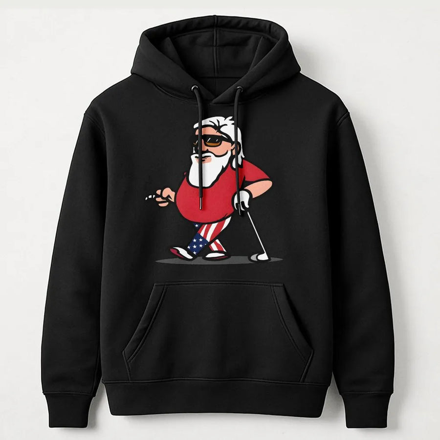 Grip It & Rip It Golf Hoodie | Funny Patriotic Golfer with USA Flag Pants | Premium Cotton Blend | Humor Gift for Dad, Grandpa