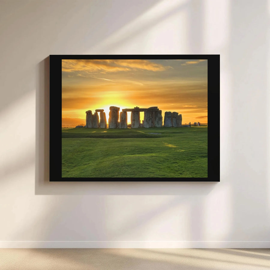 Stonehenge Sunset Canvas Wall Art | Historical England Monument Print | Premium Gallery Wrap 1.25" Frame | Gift for History Lovers & Travelers