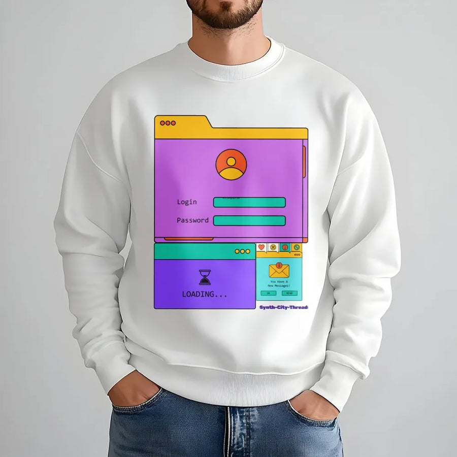 Retro Computer UI Sweatshirt | 90s Desktop Aesthetic Graphic | Premium Cotton Blend | Nostalgic Tech Gift for Gamers and Coders