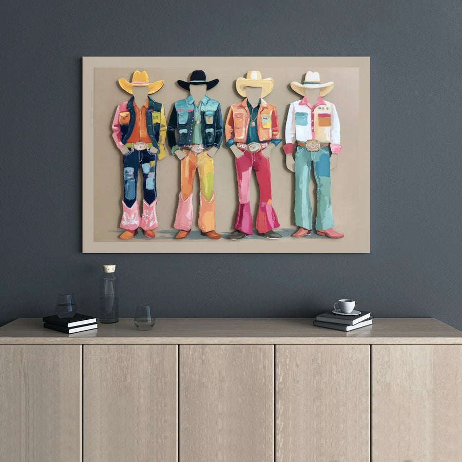 Colorful Western Cowboy Canvas Art | Modern Abstract Rodeo Print | Premium Gallery Wrapped 1.25" Frame | Southwestern Decor for Home or Office