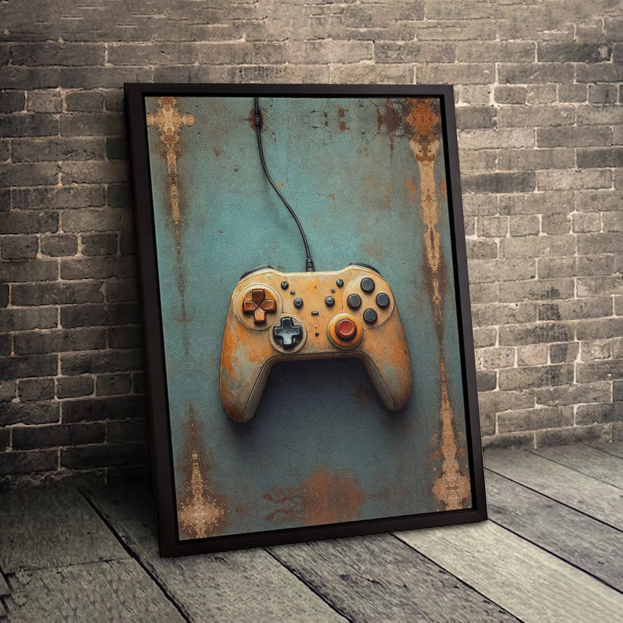 Rusty Video Game Controller Canvas | Industrial Retro Gaming Wall Art | 1.25-Inch Premium Gallery Wrap | Gift for Gamers and Gamer Room Decor