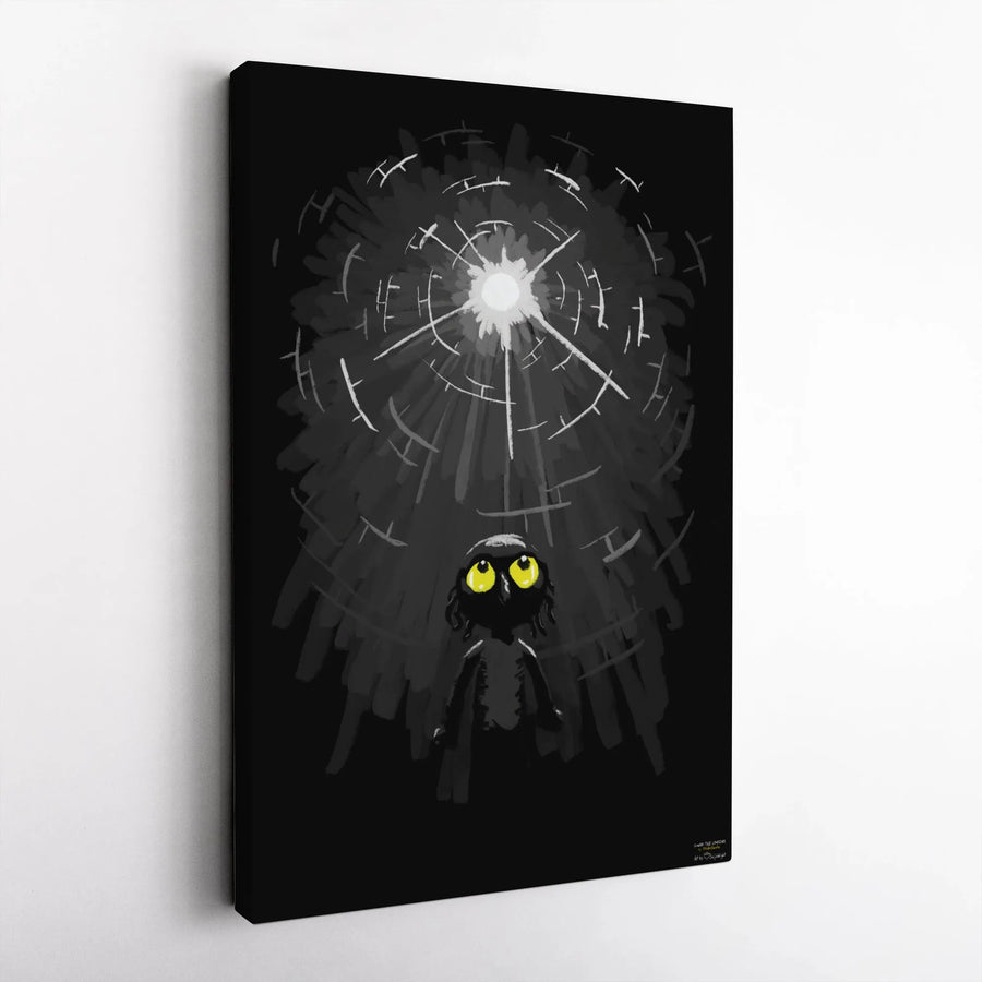 Dark Creature Wall Art | Surreal Glowing Eyes Illustration | Premium Gallery Wrapped Canvas | Moody Gothic Home Decor Gift