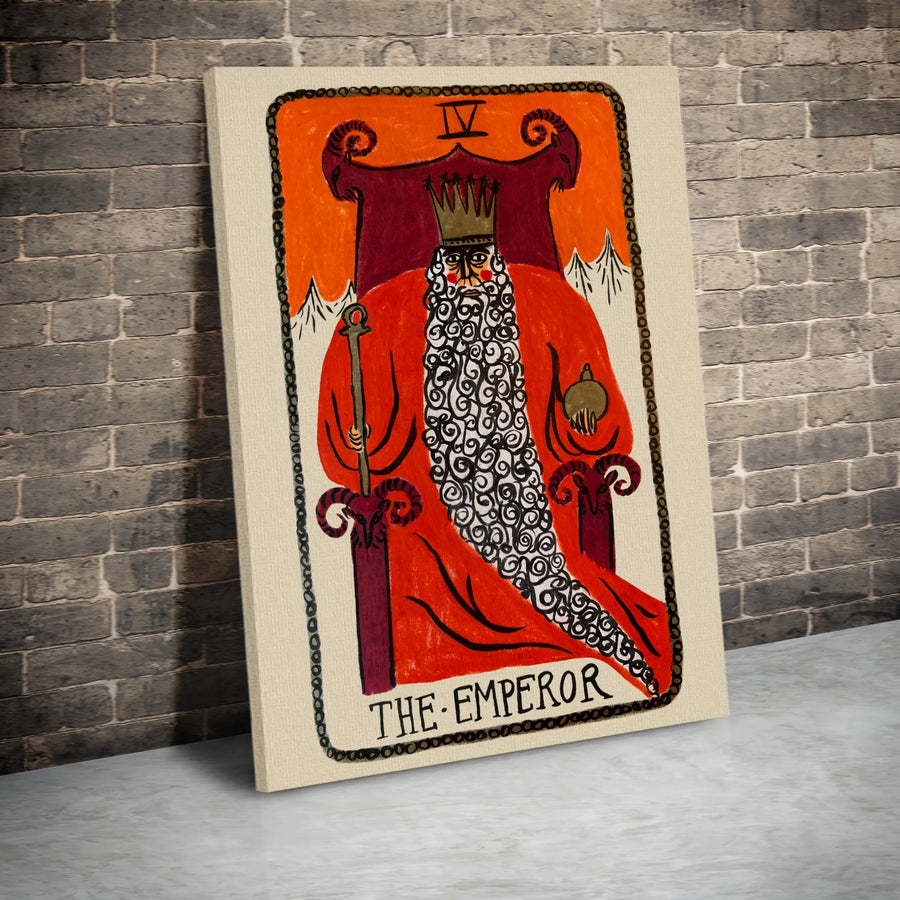 The Emperor Tarot Card Canvas | Bohemian Wall Art Decor | Premium Gallery Wrap Print | Spiritual Gift for Tarot Readers