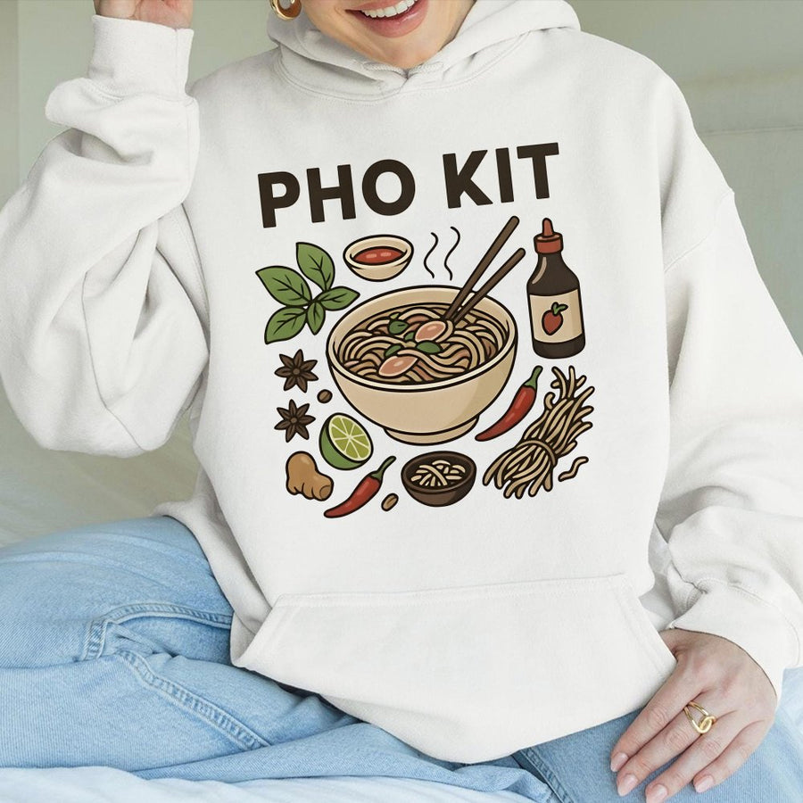 Pho Kit Hoodie | Vietnamese Soup Bowl Graphic | Premium Cotton Blend | Foodie Lover Birthday Gift