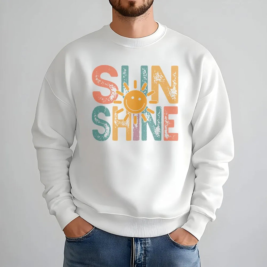 Retro Sunshine Sweatshirt | Vintage Positive Vibes Graphic Tee | Soft Breathable 100% Cotton | Cute Aesthetic Summer Vacation Gift