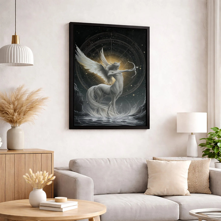 Sagittarius Zodiac Wall Art | Winged Centaur Archer Celestial Design | Premium Gallery-Wrapped Canvas | Astrology Decor Gift for Her Him