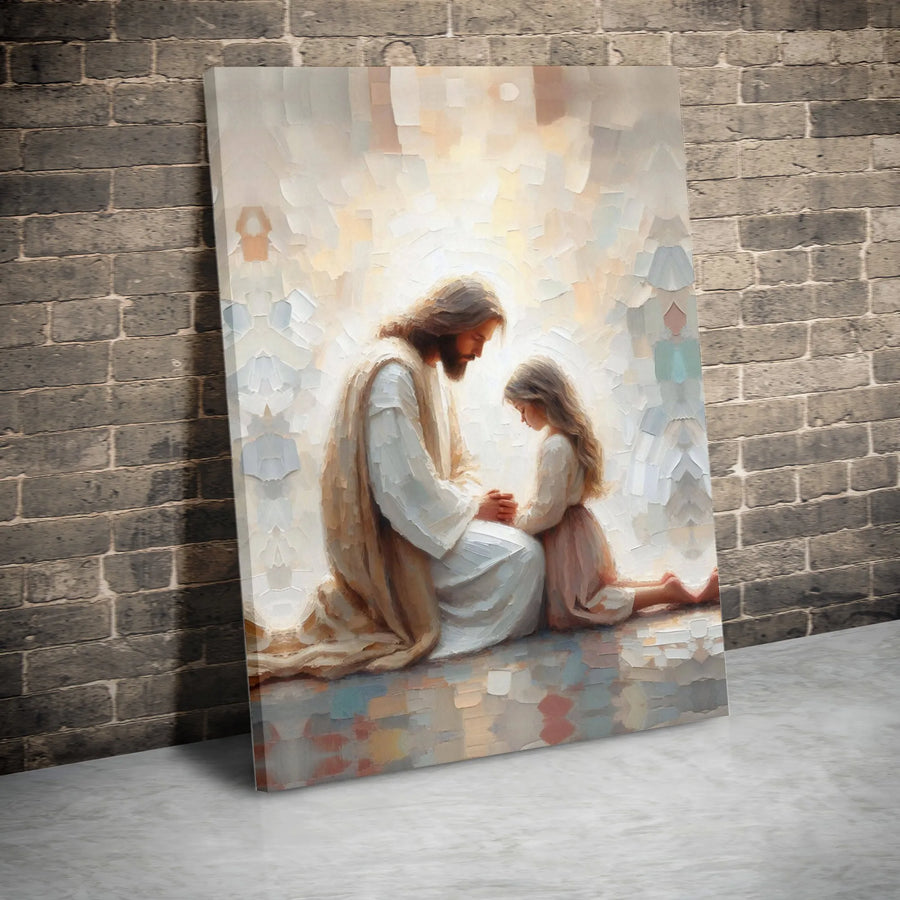 Jesus Praying With Child Canvas Art | Impressionist Religious Wall Decor | Premium 1.25" Gallery Wrap | Inspirational Christian Gift for Home